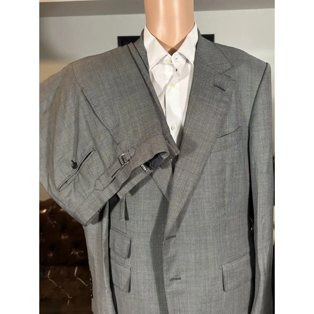 Tom Ford Nailhead Gray Suit 54 44R Shelton 36x31 Trousers Notch Lapel